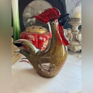 Vintage Ann Primrose Collection Glass Rooster – Sculpted Art Glass Figurine